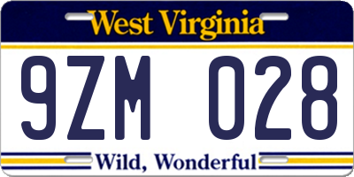 WV license plate 9ZM028