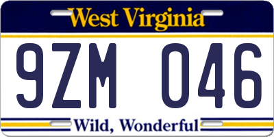WV license plate 9ZM046