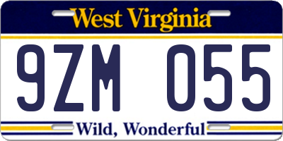 WV license plate 9ZM055