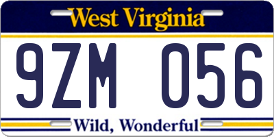 WV license plate 9ZM056
