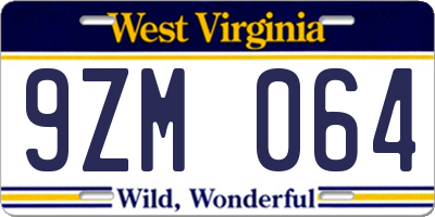 WV license plate 9ZM064