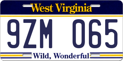 WV license plate 9ZM065