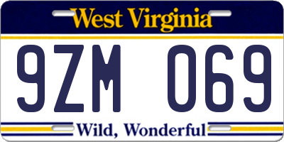 WV license plate 9ZM069