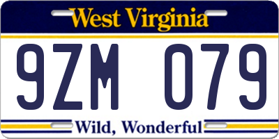 WV license plate 9ZM079