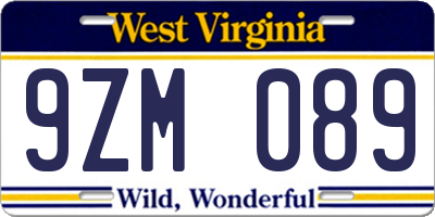 WV license plate 9ZM089