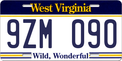 WV license plate 9ZM090