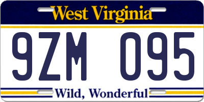 WV license plate 9ZM095