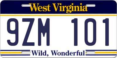 WV license plate 9ZM101
