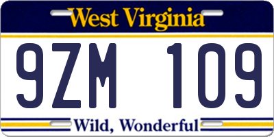 WV license plate 9ZM109