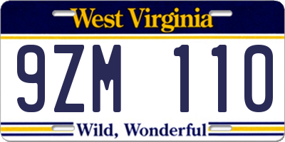 WV license plate 9ZM110