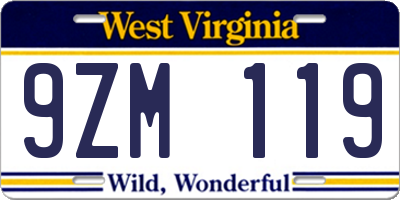 WV license plate 9ZM119