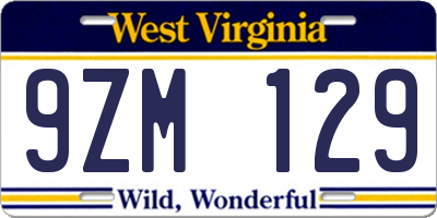 WV license plate 9ZM129