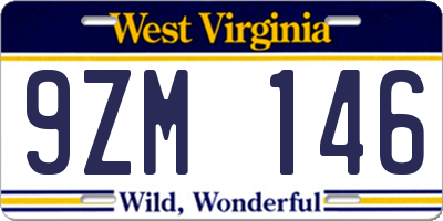 WV license plate 9ZM146