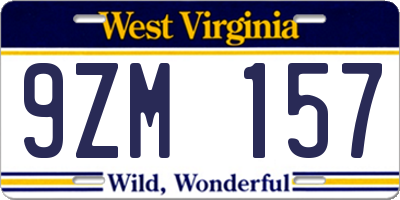 WV license plate 9ZM157