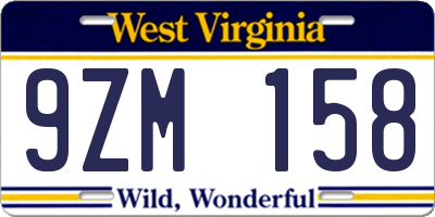 WV license plate 9ZM158
