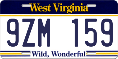 WV license plate 9ZM159