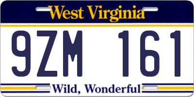 WV license plate 9ZM161
