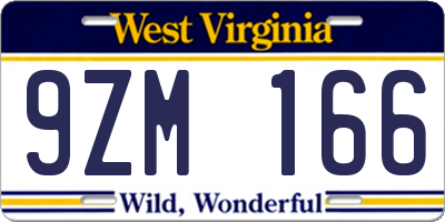 WV license plate 9ZM166