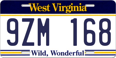 WV license plate 9ZM168