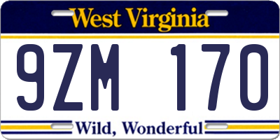 WV license plate 9ZM170