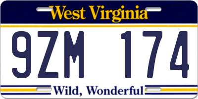 WV license plate 9ZM174