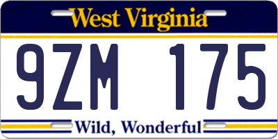 WV license plate 9ZM175