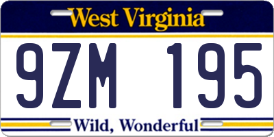 WV license plate 9ZM195