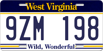 WV license plate 9ZM198