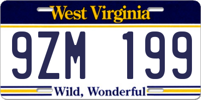 WV license plate 9ZM199