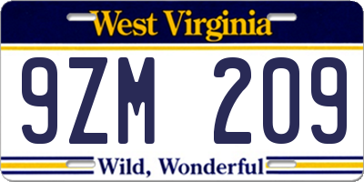 WV license plate 9ZM209