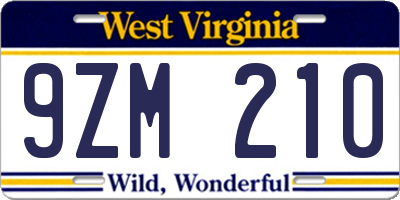 WV license plate 9ZM210