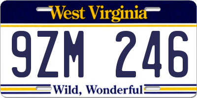 WV license plate 9ZM246