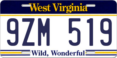 WV license plate 9ZM519