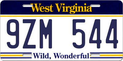 WV license plate 9ZM544