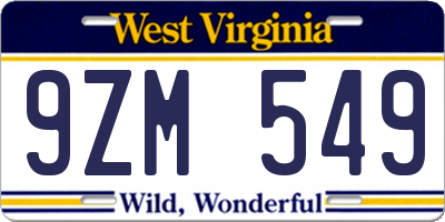 WV license plate 9ZM549