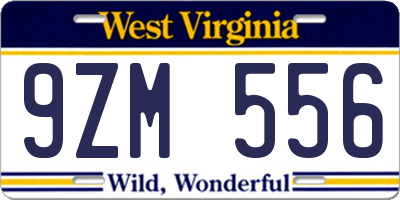 WV license plate 9ZM556