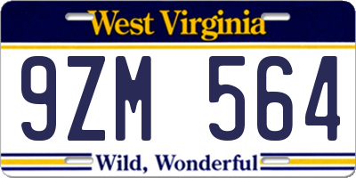 WV license plate 9ZM564