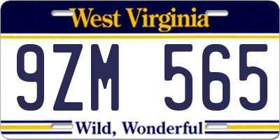 WV license plate 9ZM565