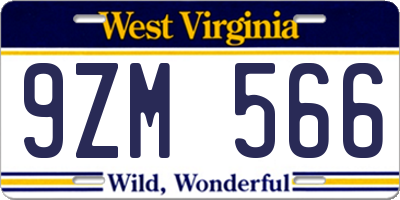 WV license plate 9ZM566