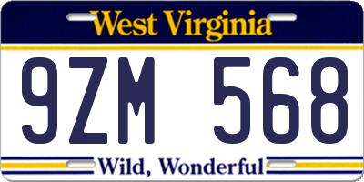 WV license plate 9ZM568