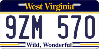 WV license plate 9ZM570