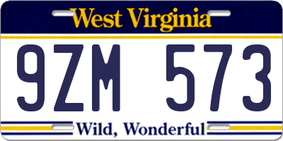 WV license plate 9ZM573