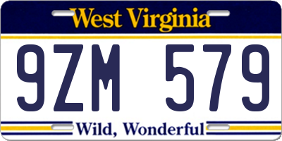 WV license plate 9ZM579