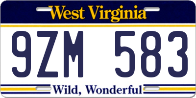 WV license plate 9ZM583