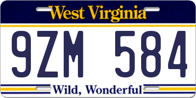 WV license plate 9ZM584