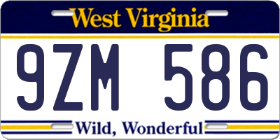 WV license plate 9ZM586