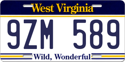 WV license plate 9ZM589
