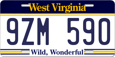 WV license plate 9ZM590