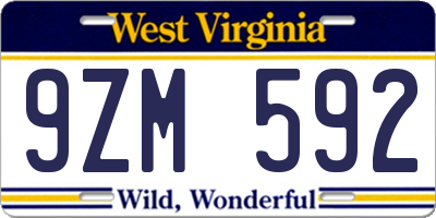 WV license plate 9ZM592