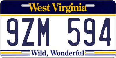 WV license plate 9ZM594